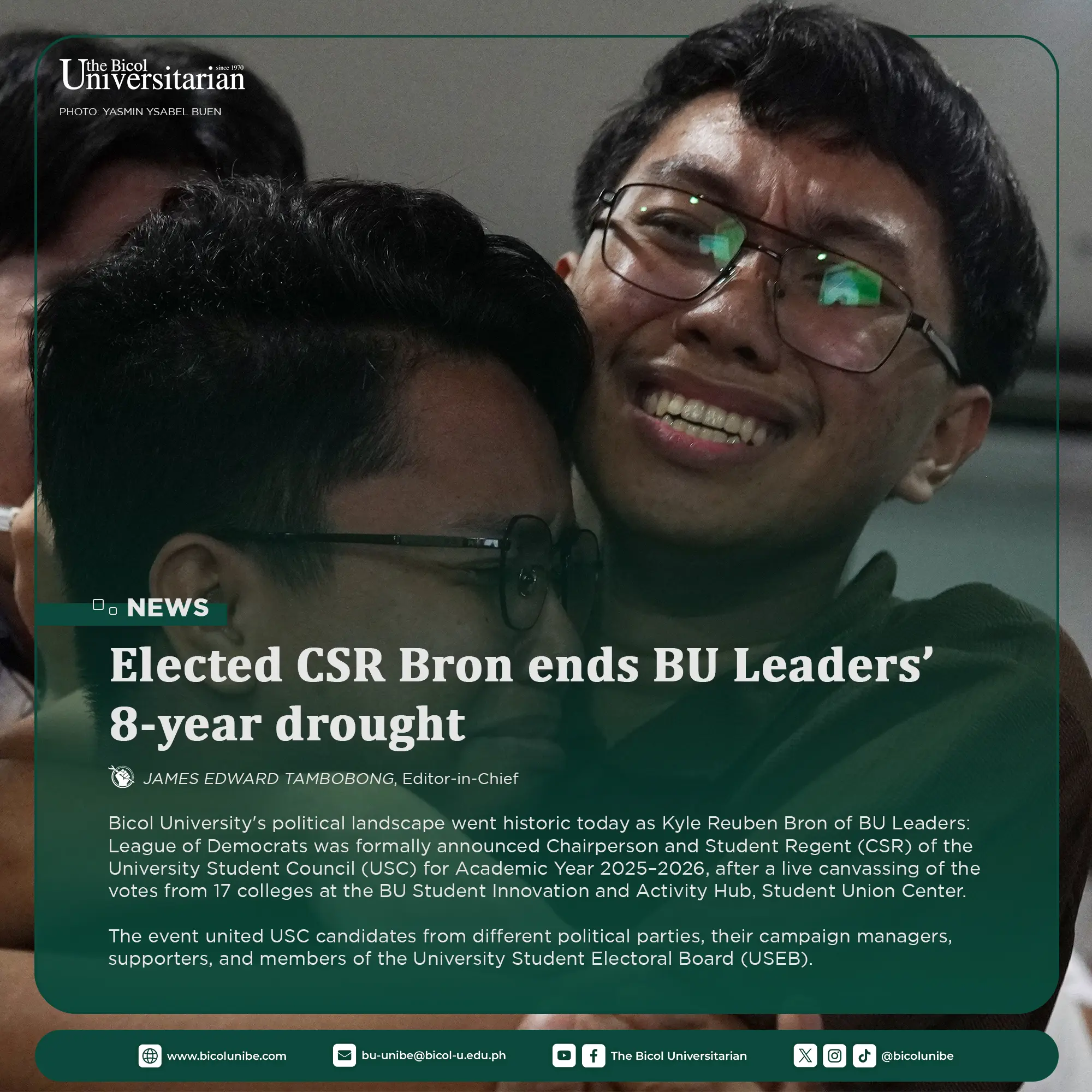 𝐄𝐥𝐞𝐜𝐭𝐞𝐝 𝐂𝐒𝐑 𝐁𝐫𝐨𝐧 𝐞𝐧𝐝𝐬 𝐁𝐔 𝐋𝐞𝐚𝐝𝐞𝐫𝐬’ 𝟖-𝐲𝐞𝐚𝐫 𝐝𝐫𝐨𝐮𝐠𝐡𝐭